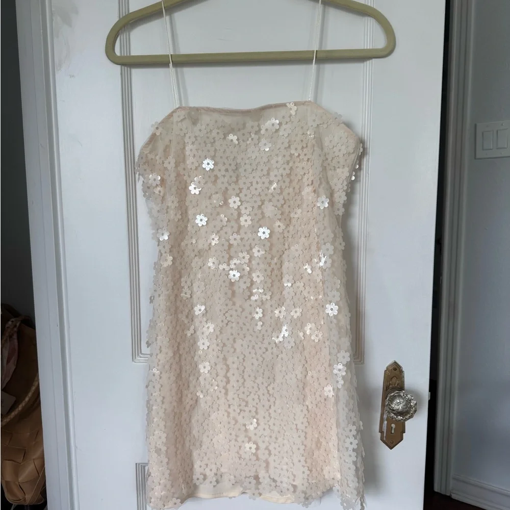 Zara Cream Sequin Mini Dress - Picture 1 of 6